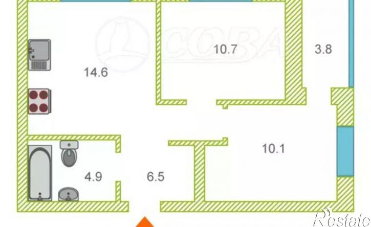 2-комн квартира Новгородская улица, 9Б,  д. 9Б