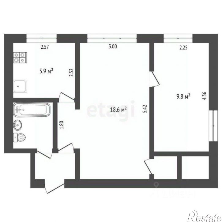 2-комн квартира Одесская улица, 57,  д. 57