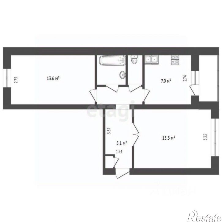 2-комн квартира улица Мира, 37,  д. 37