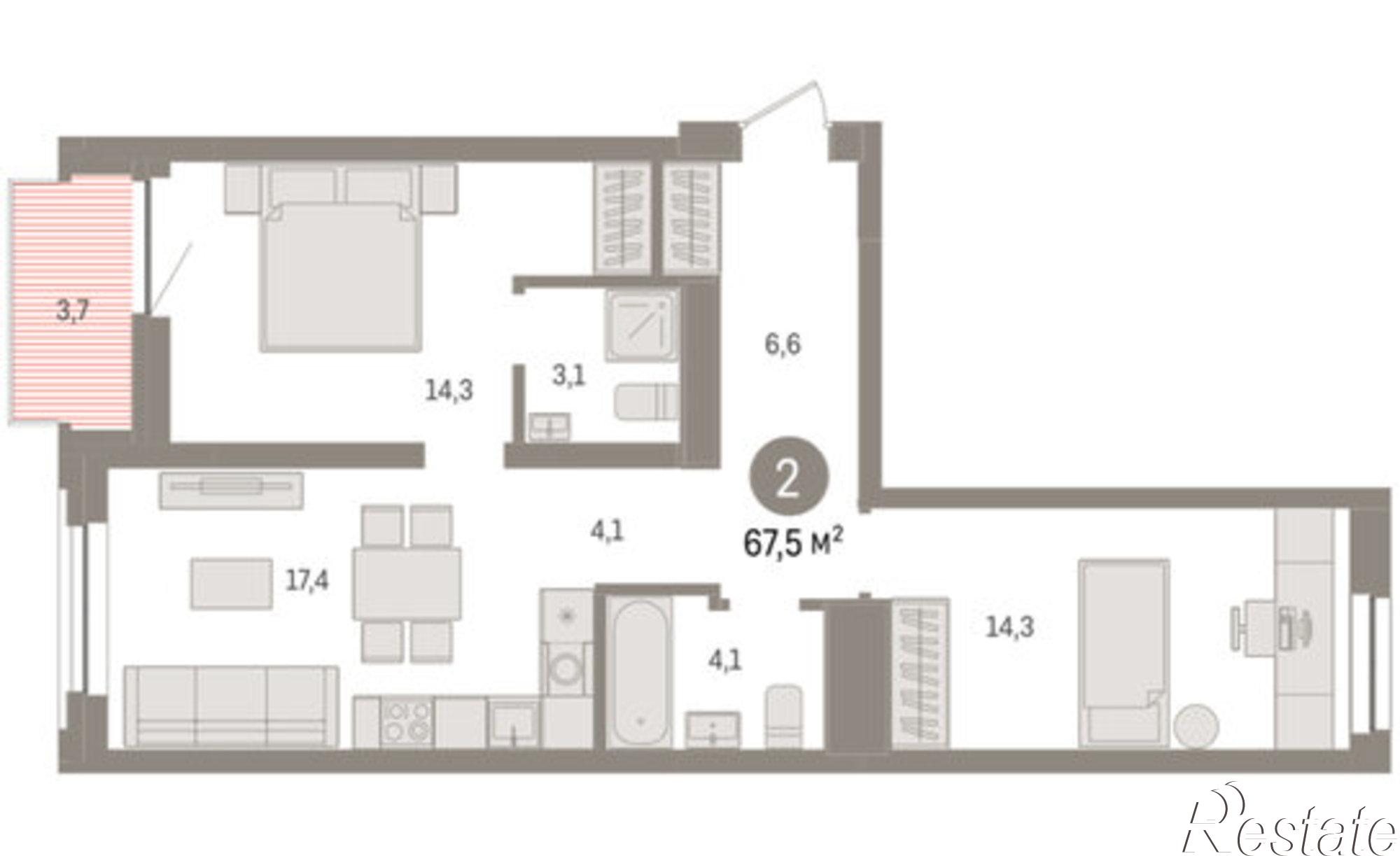 Купить квартиру за 10 870 000 рублей на Причальная улица, 11
