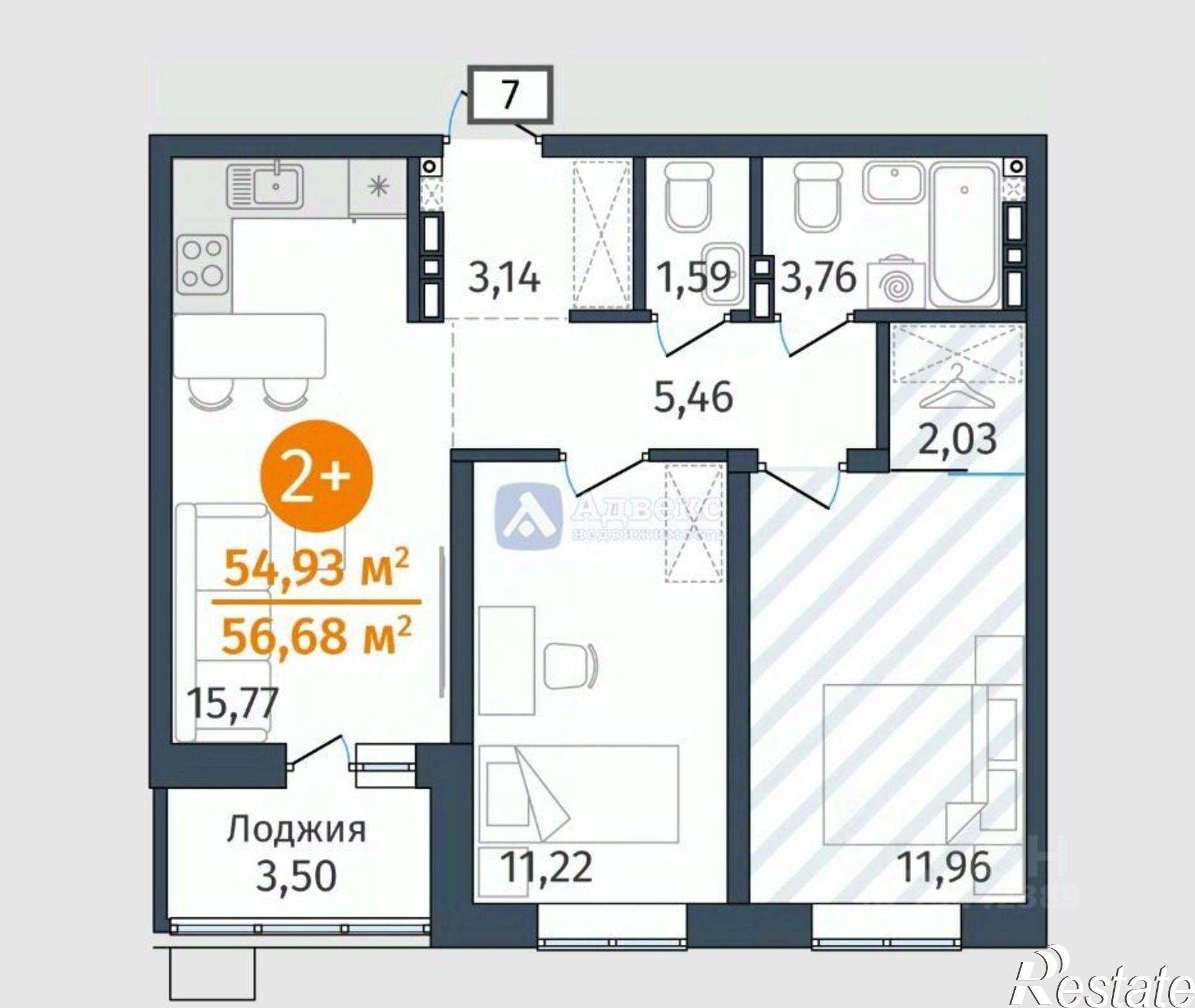 Купить квартиру за 7 228 000 рублей на улица Созидателей, 2/2