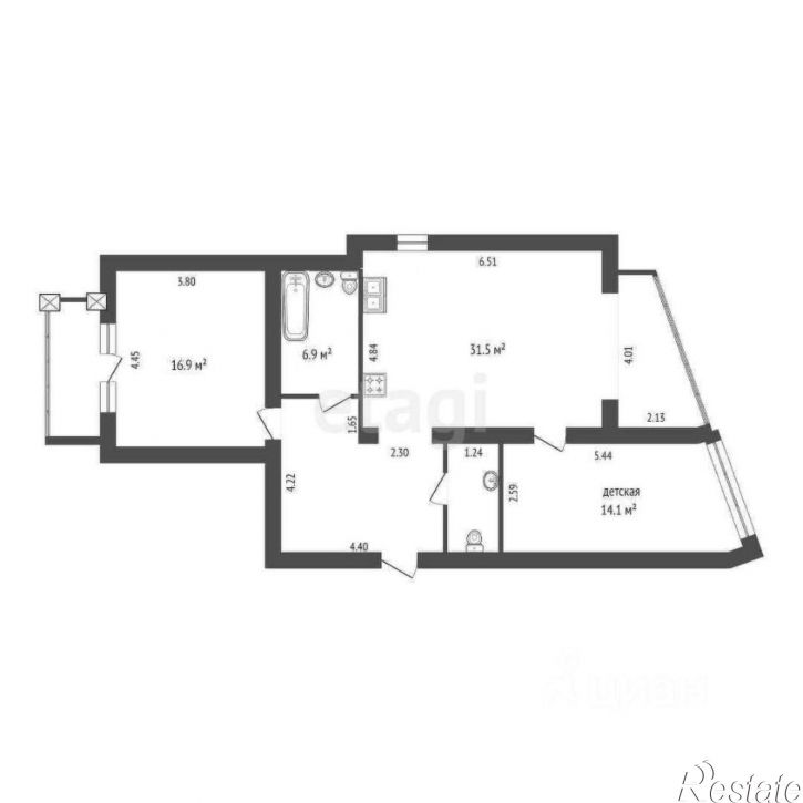 3-комн квартира ул Малыгина, 49 2,  д. 49 2,  к. 2