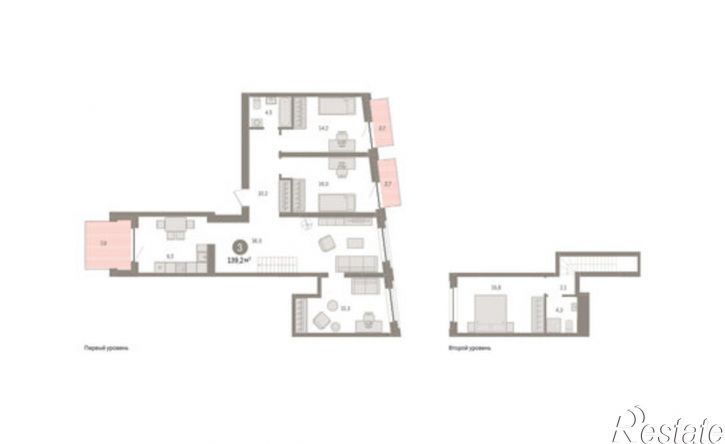 3-комн квартира в новом доме Причальная улица, 11