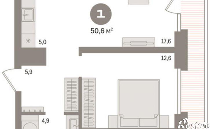 1-комн квартира в новом доме Причальная улица, 11