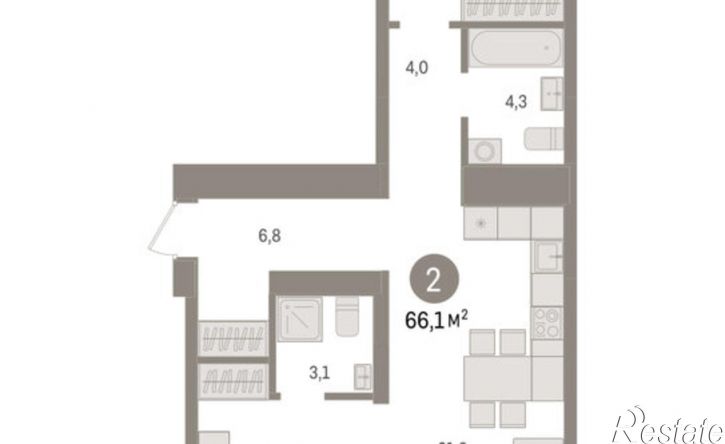 2-комн квартира в новом доме Причальная улица, 11