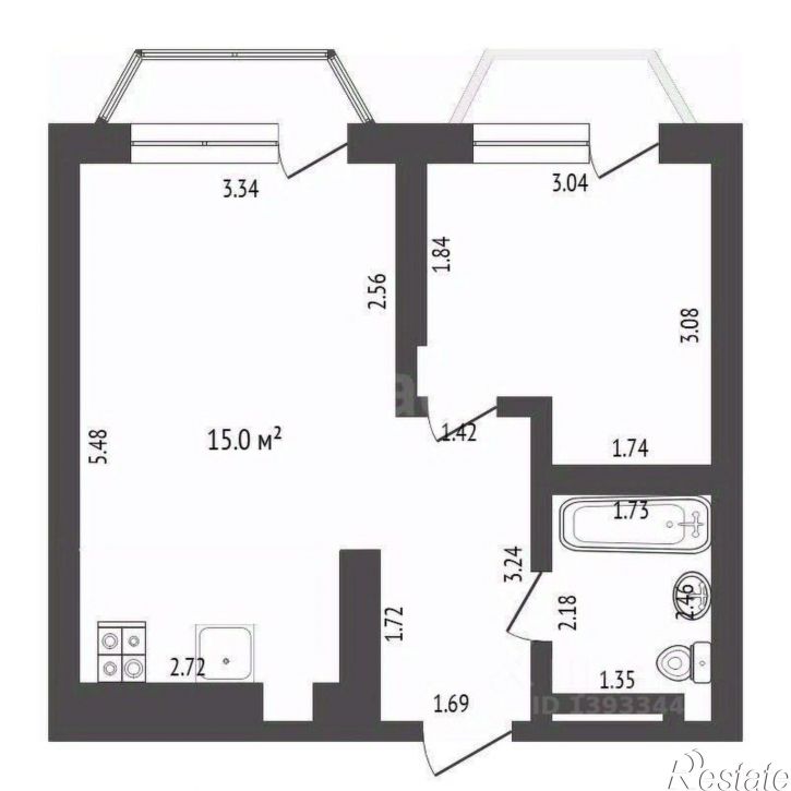1-комн квартира улица Фармана Салманова, 1,  д. 1