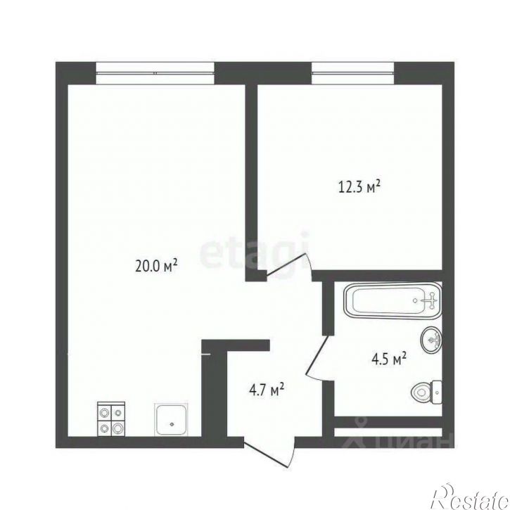 1-комн квартира ул 50 лет Октября, 57в,  д. 57в