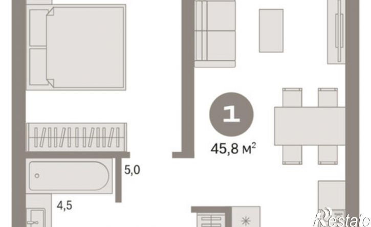 1-комн квартира в новом доме Причальная улица, 7,  д. 7