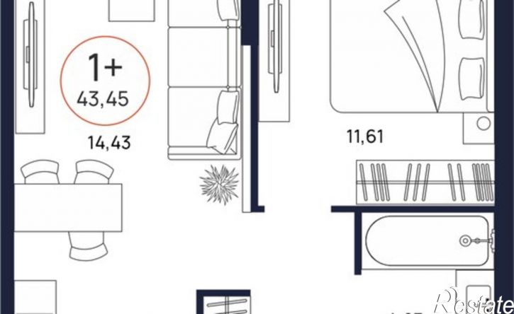 1-комн квартира в новом доме улица Владислава Крапивина, 9,  д. 9