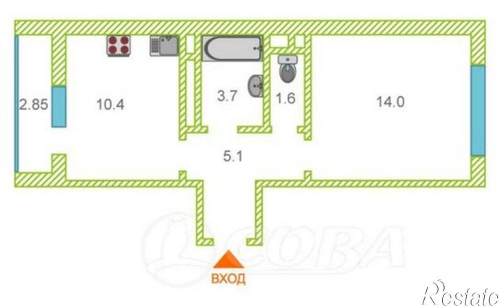 1-комн квартира ул Буденного, 1а 1,  д. 1а 1,  к. 1