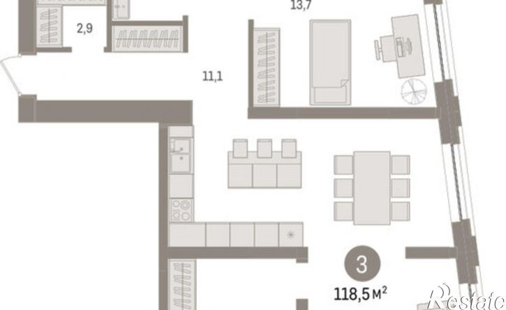 3-комн квартира в новом доме Причальная улица, 11