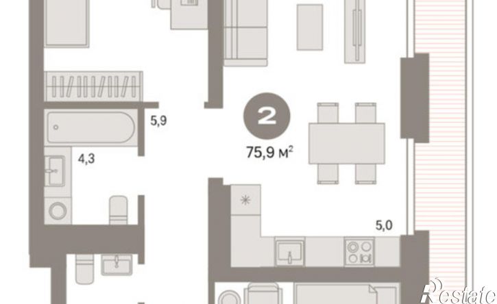 2-комн квартира в новом доме Причальная улица, 7,  д. 7