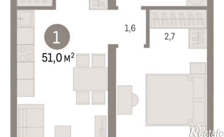 1-комн квартира в новом доме Причальная улица, 11