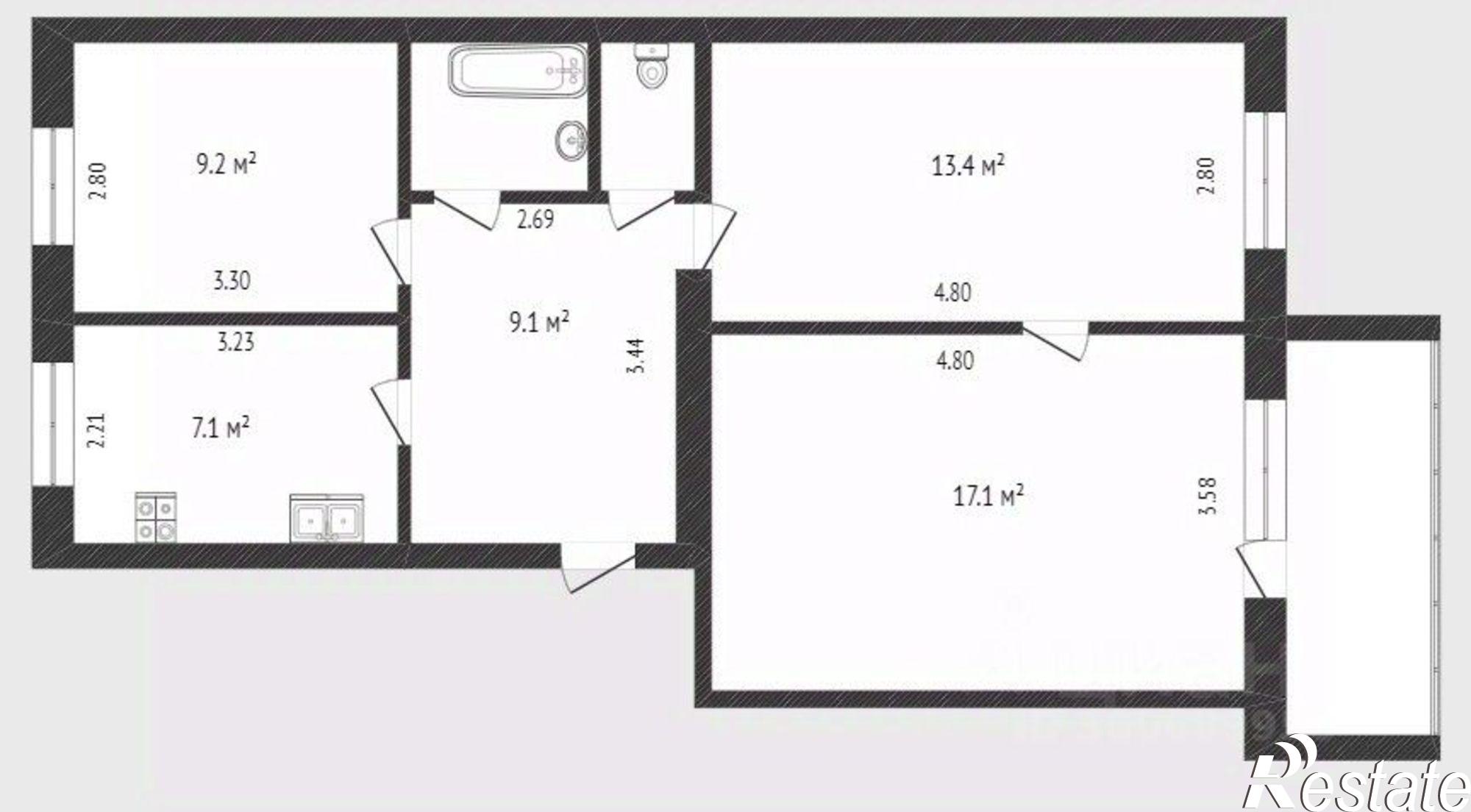 Купить квартиру за 5 850 000 рублей на Северная улица, 6