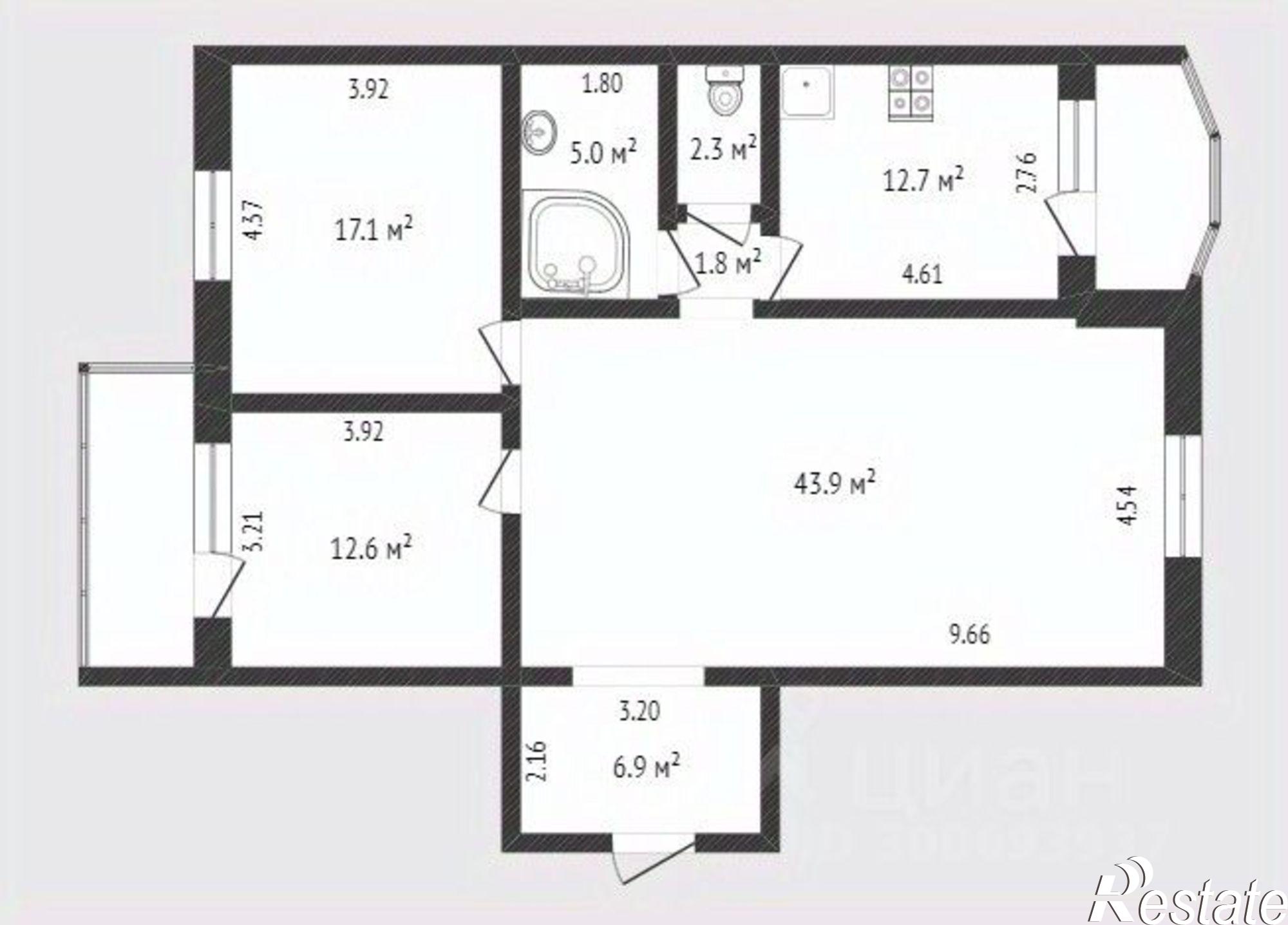 Купить квартиру за 9 625 000 рублей на ул Мельникайте, 136 1