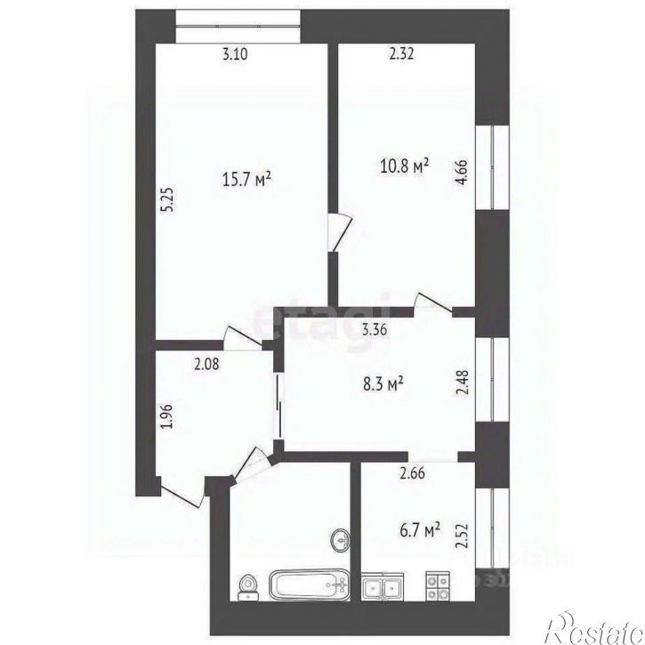 3-комн квартира улица Луначарского, 51,  д. 51