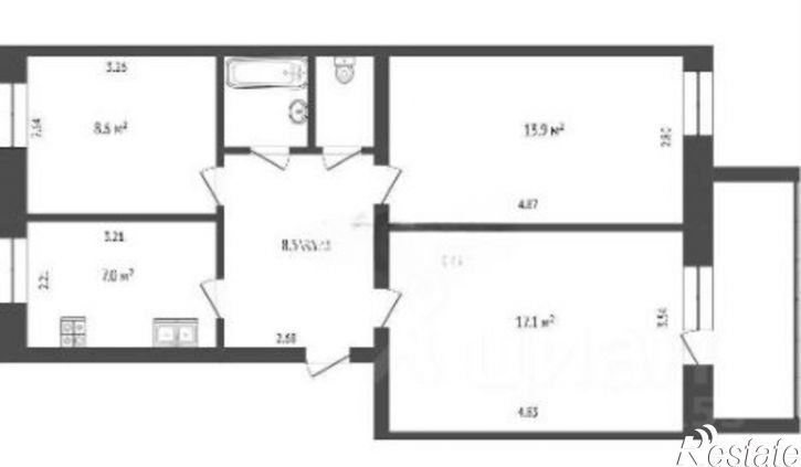 3-комн квартира ул Боровская, 2б,  д. 2б