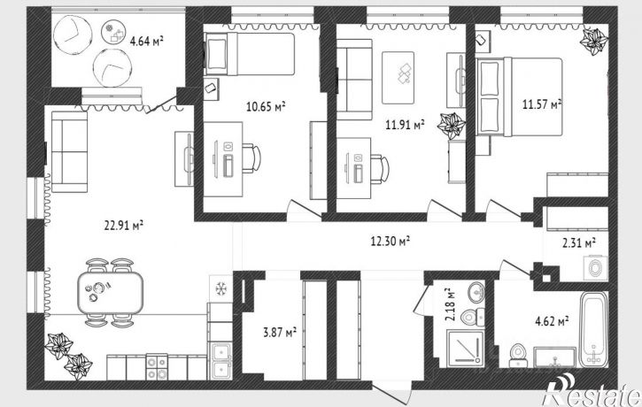 3-комн квартира Краснооктябрьская улица, 8,  д. 8