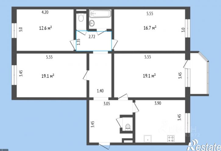 4-комн квартира Холодильная улица, 118,  д. 118