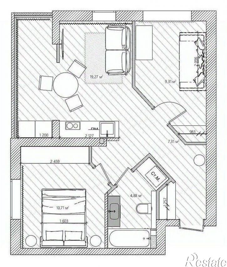 2-комн квартира Краснооктябрьская улица, 14 к3,  д. 14 к3