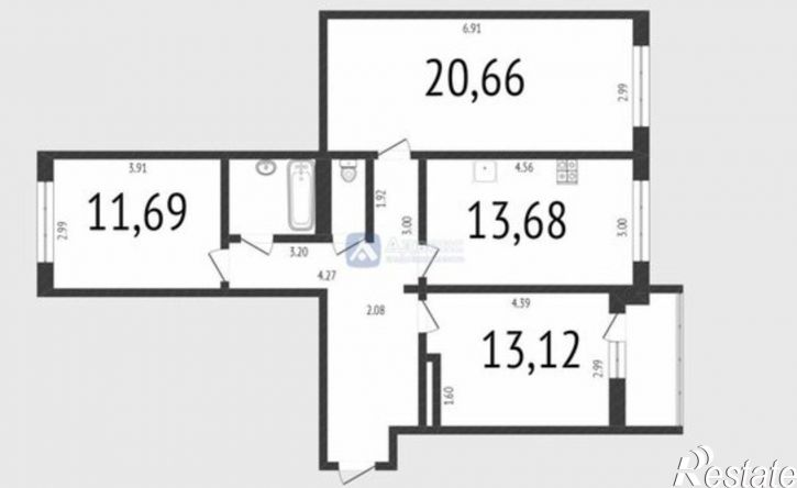 3-комн квартира улица Николая Зелинского, 23,  д. 23