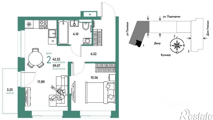2-комн квартира в новом доме ул Полевая, 108,  д. 108
