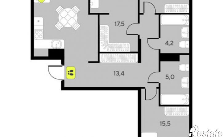 3-комн квартира улица Разведчика Кузнецова, 9,  д. 9