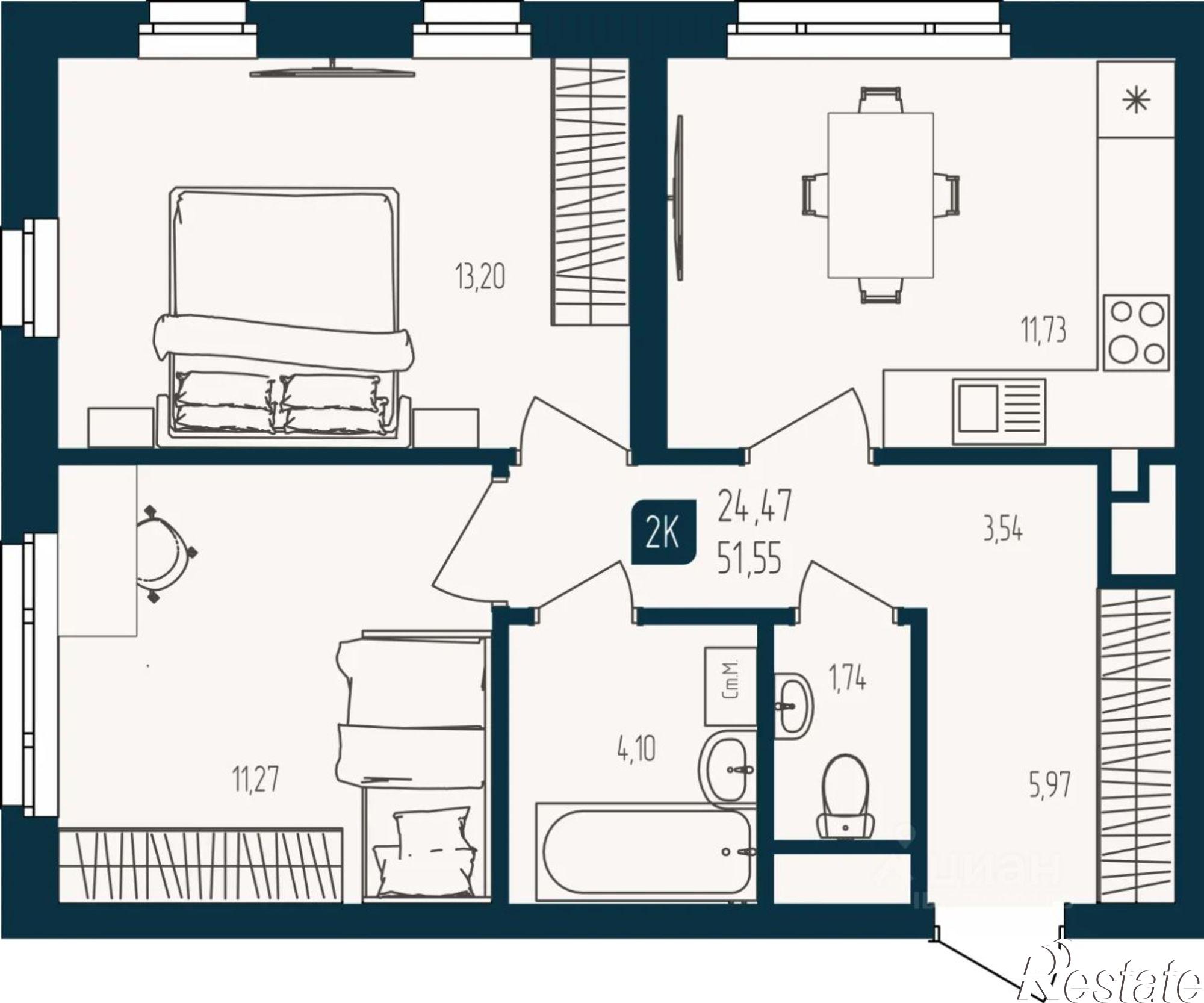 Купить квартиру за 7 210 000 рублей на микрорайон Мыс, улица Кулибина
