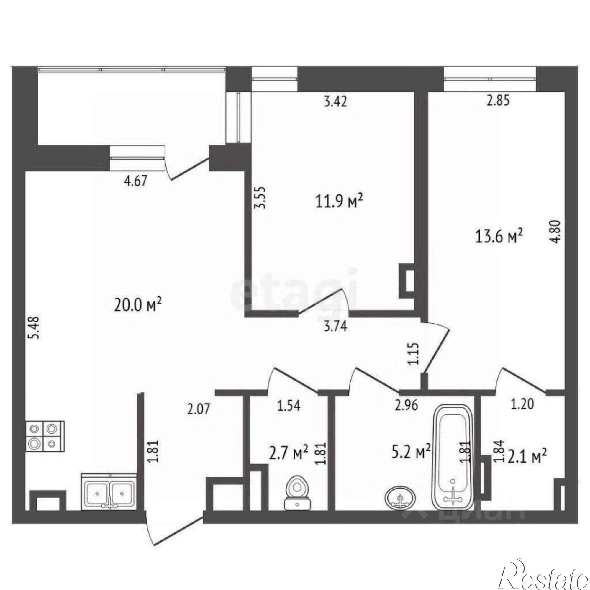 Купить квартиру за 10 250 000 рублей на ул 50 лет Октября, 57а 1