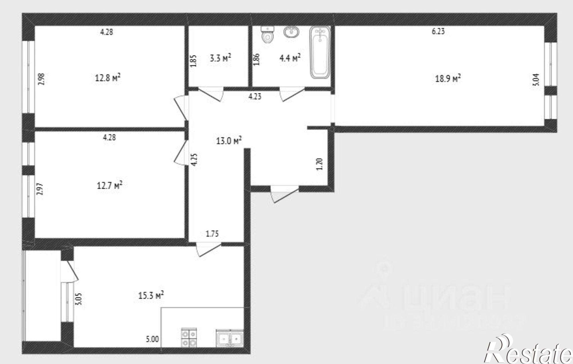 Купить квартиру за 7 400 000 рублей на ул Полевая, 117 4