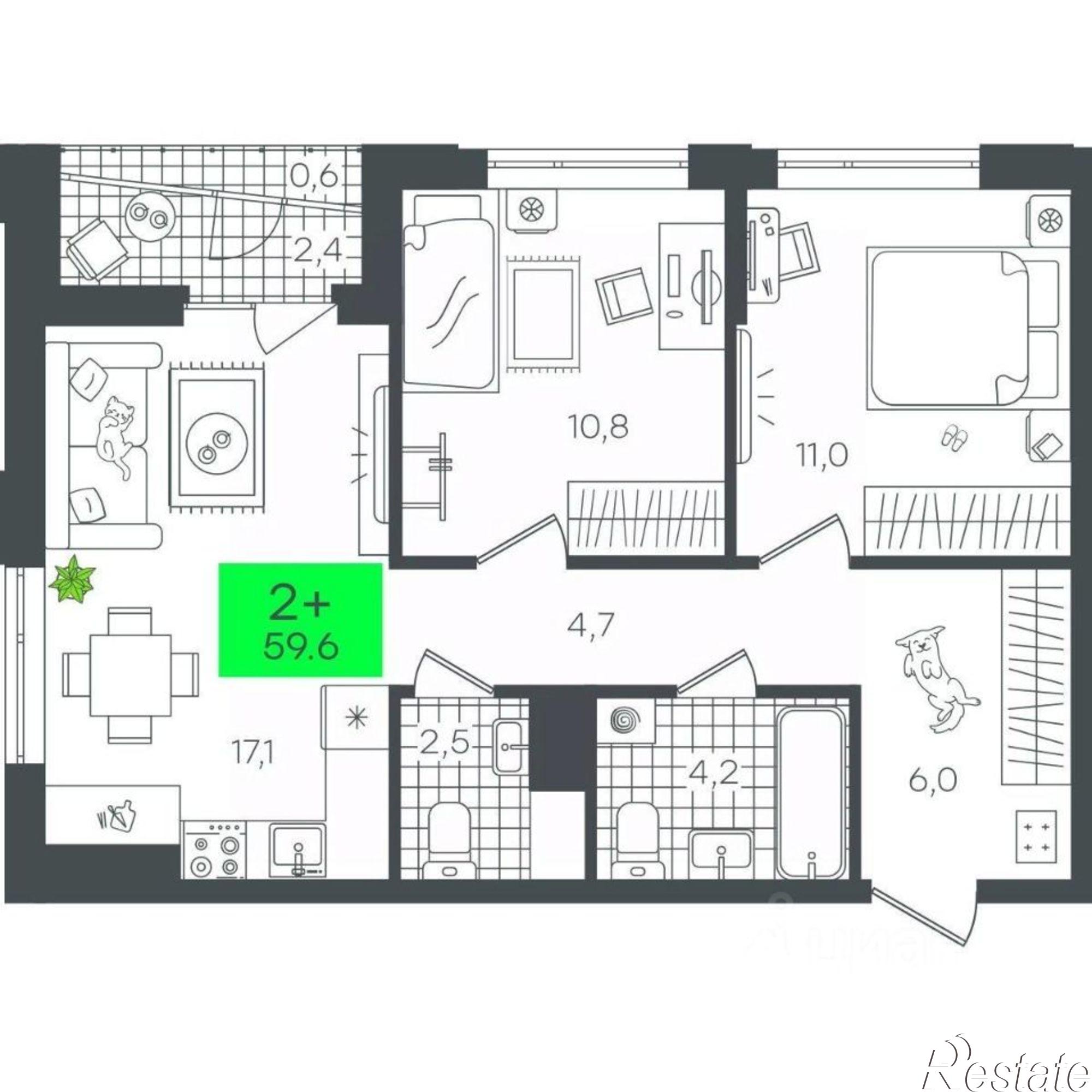 Купить квартиру за 8 590 000 рублей на улица Николая Глебова, 10