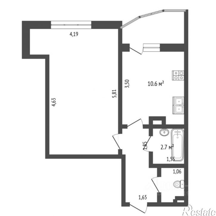 1-комн квартира ул Василия Гольцова, 1,  д. 1