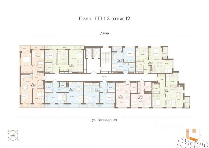 1-комн квартира в новом доме Заполярная улица, 3,  д. 3