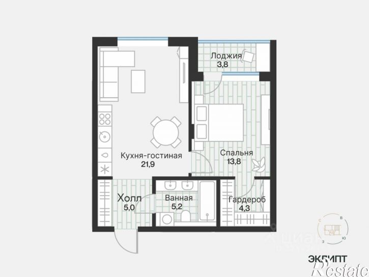 1-комн квартира в новом доме улица Игоря Комиссарова, 10,  д. 10