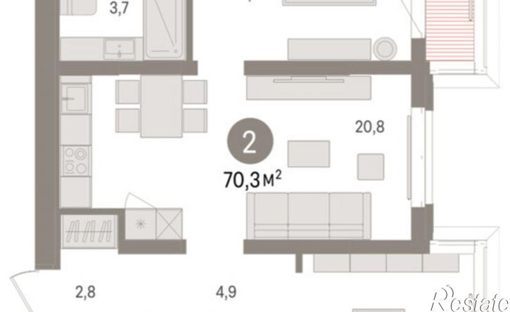 2-комн квартира в новом доме Минская улица, 92,  д. 92