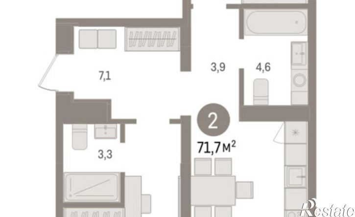 2-комн квартира в новом доме Минская улица, 92,  д. 92