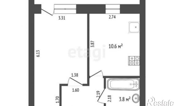 1-комн квартира улица Эрвье, 10,  д. 10
