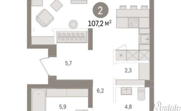 2-комн квартира в новом доме Минская улица, 92,  д. 92