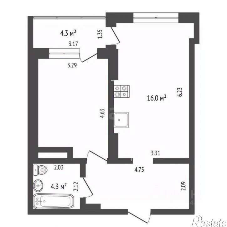 1-комн квартира ул Малыгина, 90,  д. 90
