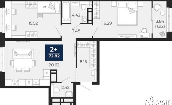 2-комн квартира Камчатская улица, 109 к1,  д. 109 к1