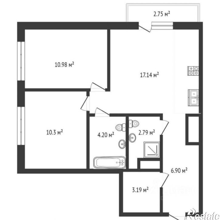 2-комн квартира ул Вице-адмирала Воронцова, 3,  д. 3