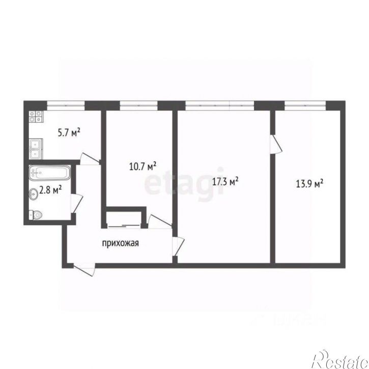 3-комн квартира ул Пермякова, 14,  д. 14