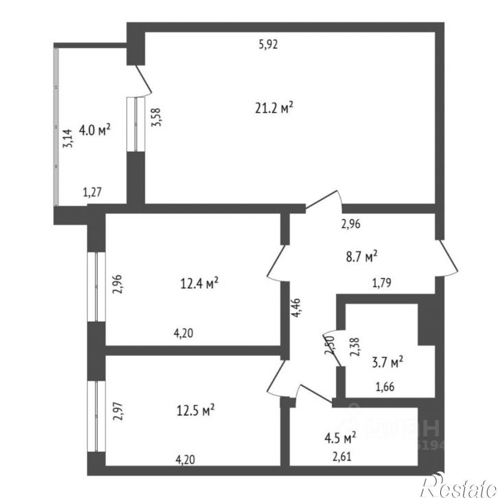 2-комн квартира ул Братьев Бондаревых, 5,  д. 5