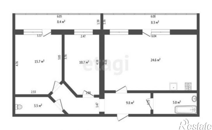 2-комн квартира улица Максима Горького, 3 к2,  д. 3 к2