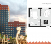 1-комн, 44 кв м, этаж 4/17 улица Фармана Салманова, 1 к3