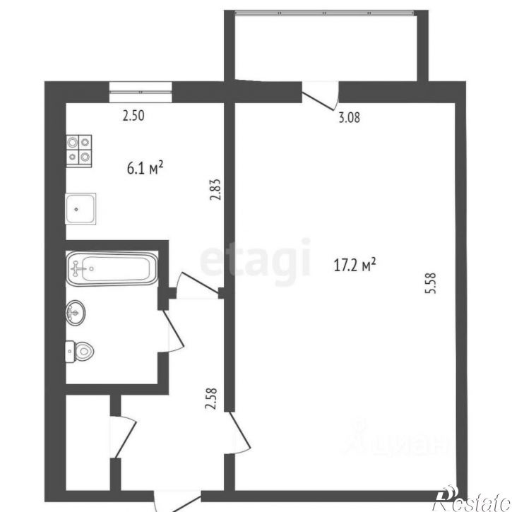 1-комн квартира ул Воровского, 25,  д. 25