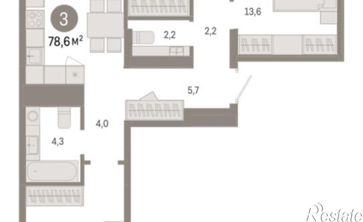 3-комн квартира улица Республики, 205 к1,  д. 205 к1