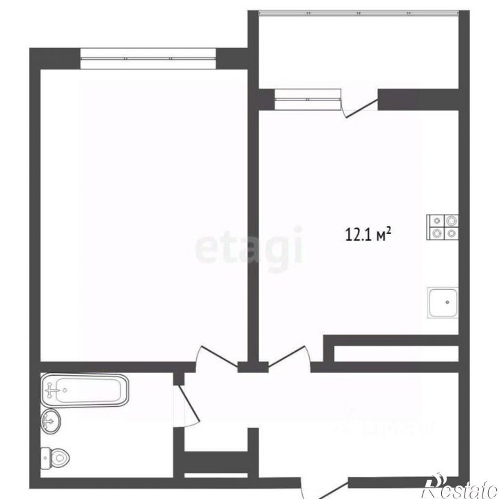 1-комн квартира улица Николая Зелинского, 19,  д. 19