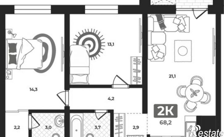 2-комн квартира улица Разведчика Кузнецова, 16,  д. 16