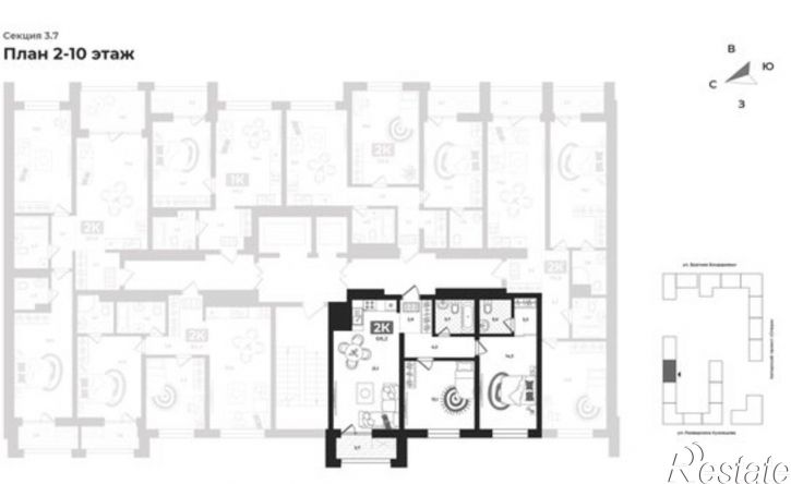 2-комн квартира улица Разведчика Кузнецова, 16,  д. 16